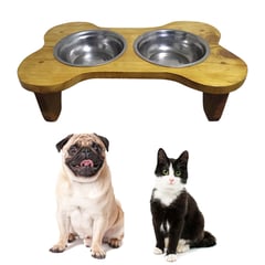 GENERICO - Plato de Comida Elevado de Madera Pino para Perros Gatos