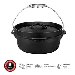 GRILLCORP - Olla Holandesa de Hierro Fundido 4.5QT