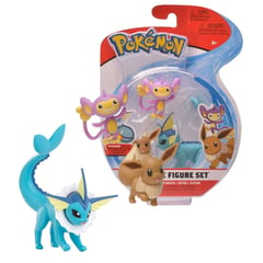 POKEMON - Battle Figure Set De 3 Vaporeon Eevee Aipom