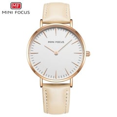 MINI FOCUS - Reloj Acero Oro Rosa y Cuero Hueso MIN-M-21