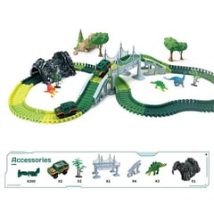 GENERICO - PISTA DE CARRERA DIY DINOSAURIO (213 PIEZAS) + 2 CARROS