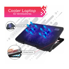 IMPORTADO - Cooler Ventilador para Laptop 9" a 17" /6 Niveles / 2 puerto USB