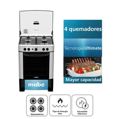 MABE - Cocina a Gas De Pie 4 Hornillas Inoxidable CMP6014AG0 silver