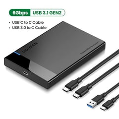 UGREEN - Case para SSD o HDD 2.5' a USB 3.0 y USB tipo C - Carcasa/Caja