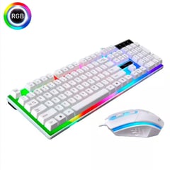 Combo Teclado y Mouse Gamer Rgb Laptop Pc Blanco