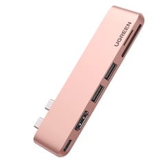 UGREEN - Adaptador HUB 6 en 2 Rosa Oro para Macbook PRO o Air