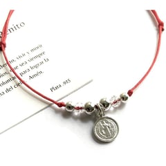 SANTORAL - Pulsera de San Benito - Hilo y Plata - Rojo