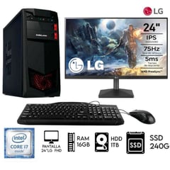 INTEL - Computadora PC Core i7 3.2Ghz Ram 16GB Disco 1TB+SSD 240GB Monitor LG 24