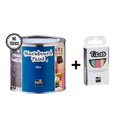 MAGPAINT - Pintura pizarra para tiza 0.5L Azul + 1 Caja de Blackboard Chalks