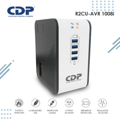 CDP - Estabilizador de voltaje 220vac Modelo R2CU AVR1008i de 8 salidas con 4 salidas usb