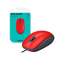 LOGITECH - MOUSE CON CABLE M110 SILENCIOSO ROJO