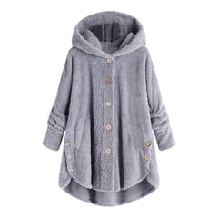 GENERICO - Abrigo con capucha para mujer - gris