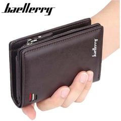 BAELLERRY - Billetera Cuero con Monedero Cierre Cartera para Hombre Cafe