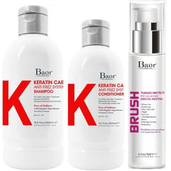 BAOR PROFESSIONAL - Shampoo Post Alisado + Acondicionador + Brush Baor K Keratin Care