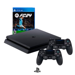 SONY - Consola PS4 slim 1tb con 2 mandos + FC 24 - Reacondicionada