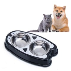 GENERICO - Plato para mascota Perro Gato Alimento acero Negro