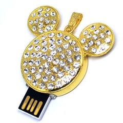 GENERICO - Memoria USB - Diseño Mickey Con Cristales - Dorado