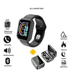 GENERICO - Smartwatch D20 PRO Negro Audifonos Inalambricos M31