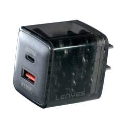 LENYES - Cargador Tranparente de 20W Doble puerto Tipo C y USB QC