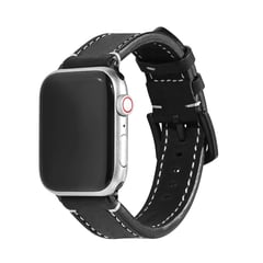 GENERICO - Correa CUERO para Apple Watch 42mm - 44mm - 45mm - 49mm - Negro