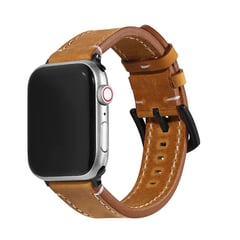 GENERICO - Correa CUERO para Apple Watch 42mm - 44mm - 45mm - 49mm - Marron Claro