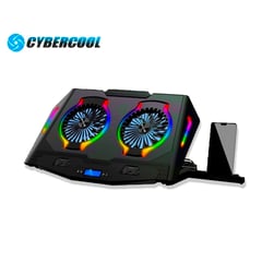 CYBERCOOL - Cooler Para Laptop Gamer Rgb 5 Niveles Hasta 17 Pulgadas