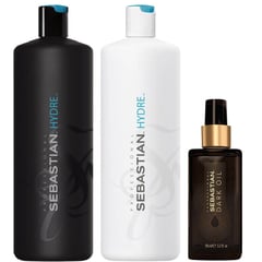 SEBASTIAN - Shampoo Hidratante 1000ml + Acondicionador + Dark Oil Hydre