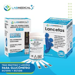 LABMEDICAL - 100 TIRAS BS602+ 100 LANCETAS PARA GLUCOMETRO BG709B