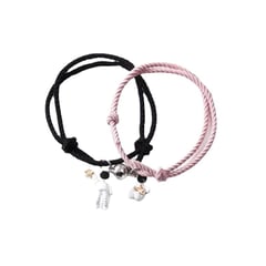 GENERICO - Pulsera doble con imán astronautas para mejores amigos o parejas