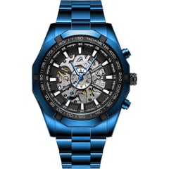 FORSINING - Reloj automático automático en acero inoxidable azul