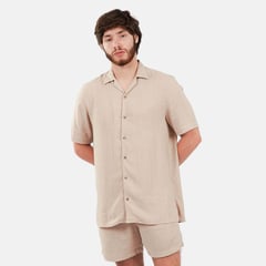 SAN COSME - Camisa lino hombre beige