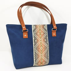 SIRAY KINTI - Bolso Tote Bag Azul Asas Color Camel