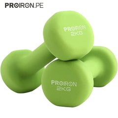 PROIRON - Par de mancuernas de neopreno de 2kg - verde