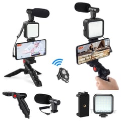 GENERICO - Kit de Grabación Vlogger Mini Tripode Micrófono Control Luz Led