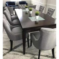 MOBILIARI - Juego De Comedor 8 Sillas Roma Capitone Gris