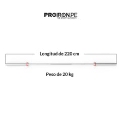 PROIRON - Barra Olímpica PRO 450 kg 50mm- 220 cm - 8 Bujes