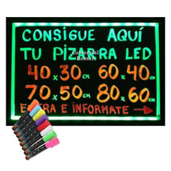 GENERICO - Pizarra Led 80x60cm con Luces para Negocio + 8 Plumones