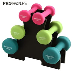 PROIRON - Set de mancuernas de neopreno de 1kg 2kg y 3kg