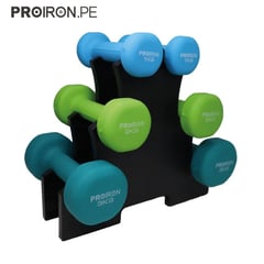 PROIRON - Set de mancuernas de neopreno 1kg celeste 2kg y 3kg