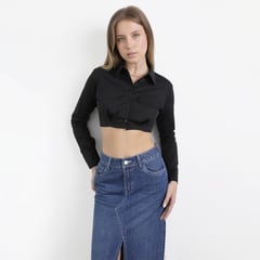 EVANIC - Camisa Manga Larga Crop Hanna Mujer