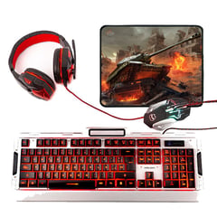 HALION - Kit Gamer Panzer 4 En 1 Teclado + Mouse + Audifono + Pad