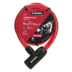 HERMEX - Candado de cable con llave, Ø 15 mm, 1,20 m