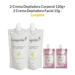 GENERICO - 2 Crema Depiladora Corporal 120g + 2 Crema Depiladora Facial 15g - Lampiña