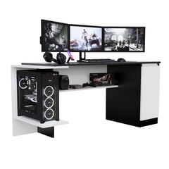 MOVENDA - Escritorio Gamer NR 02 140cm 1 Puerta Negro/ Blanco