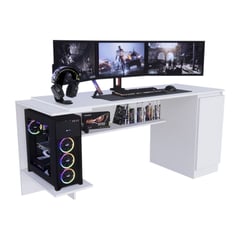 MOVENDA - Escritorio Gamer NR 02 140cm 1 Puerta Full Blanco