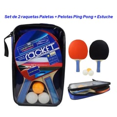 HOLGU - Set de 2 raquetas Paletas + Pelotas Ping Pong + Estuche