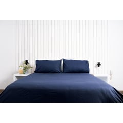 COBITEX HOME - Funda De Plumón Cobitex Azul Marino Queen 100 Algodón