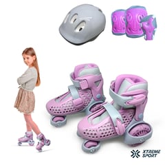 XTREME SPORT - Patines Niña Kids Graduable Kit de protección 30 al 33