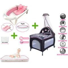 EBABY - Cuna Corral Sally 716 + Colchón de 4"+ Bañera