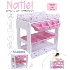 EBABY - Bañera cambiador natiel rosado con llantas